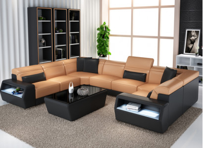 Corner sofa leather sofa couch upholstery corner seating living landscape suite U-shape